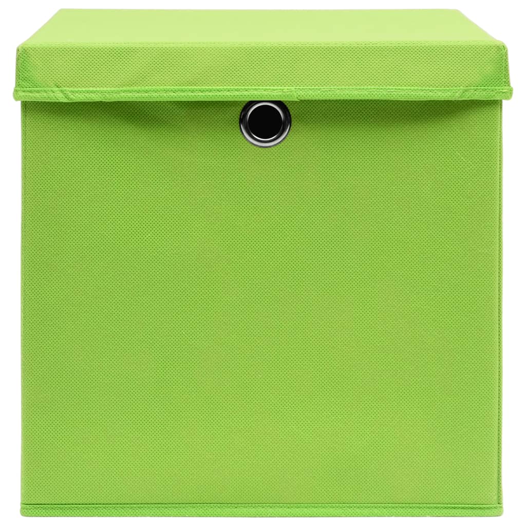 vidaXL Kutije za pohranu s poklopcima 10 kom 28 x 28 x 28 cm zelene