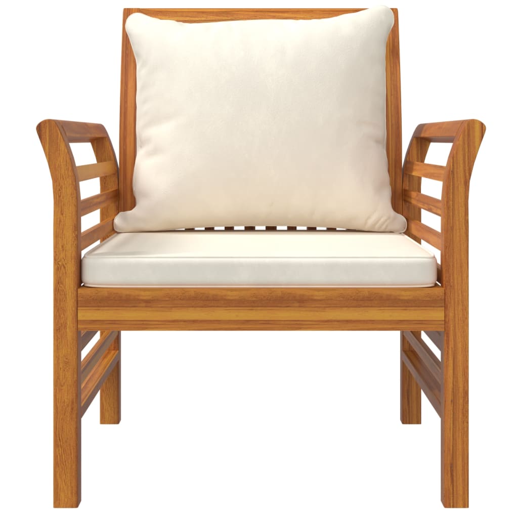 vidaXL Fotelje s krem bijelim jastucima 2 kom masivno bagremovo drvo