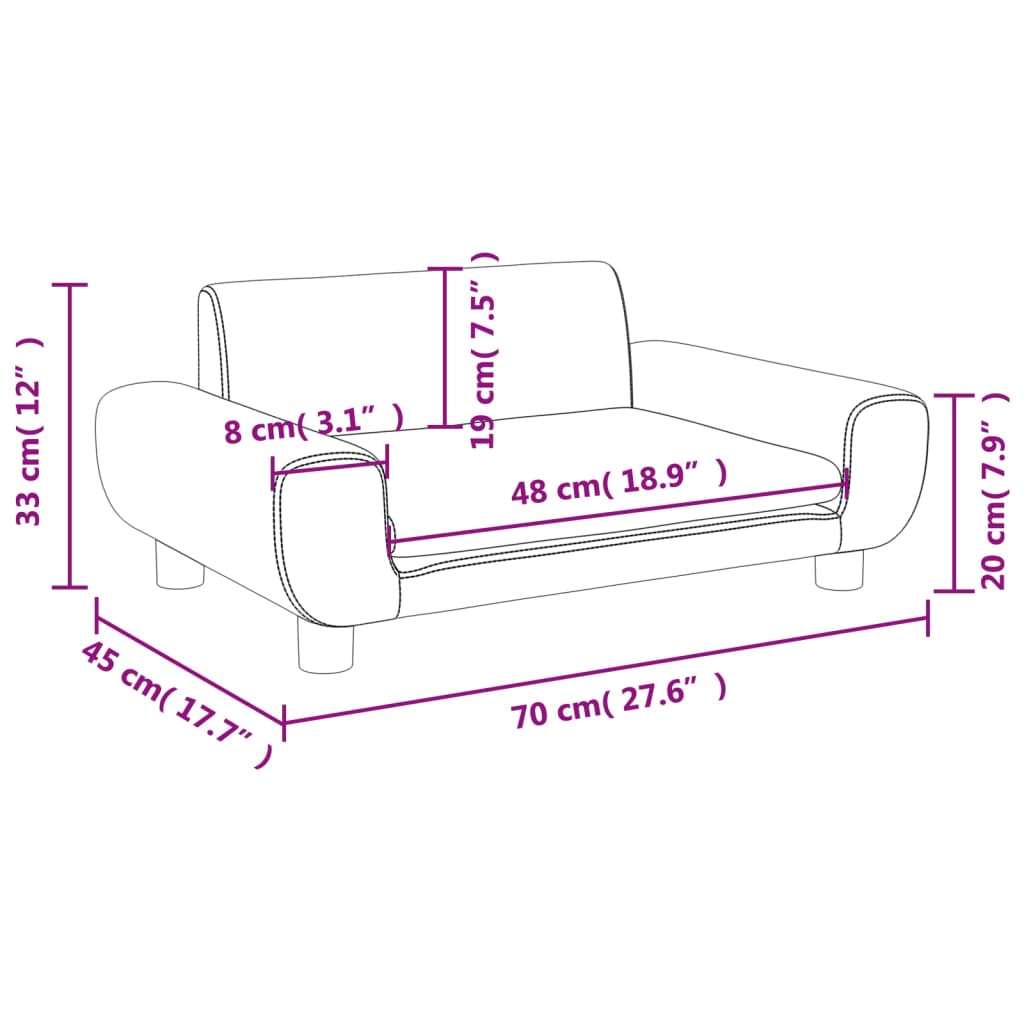 vidaXL Dječja fotelja svjetlosiva 70 x 45 x 33 cm baršunasta