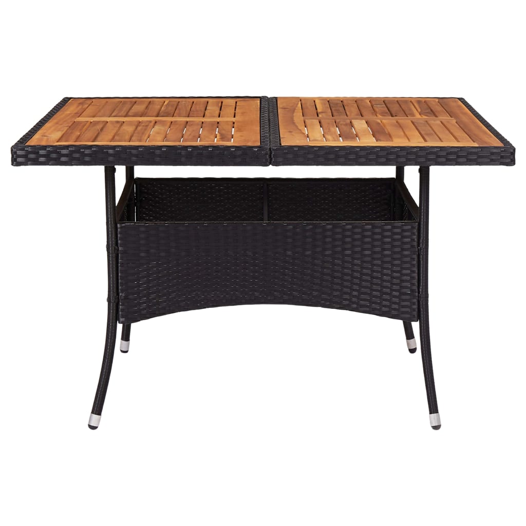 vidaXL Vrtni blagovaonski stol od poliratana i bagremovog drva crni