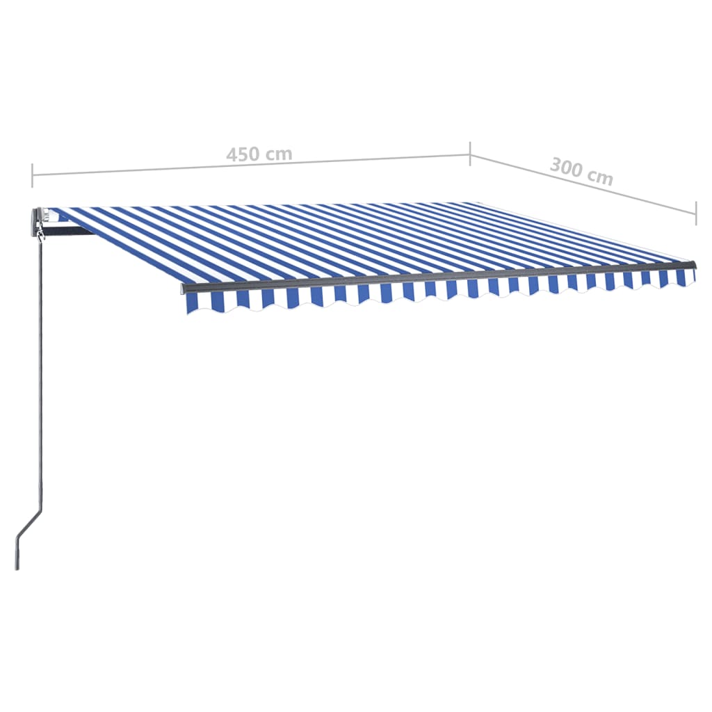 vidaXL Samostojeća automatska tenda 450 x 300 cm plavo-bijela