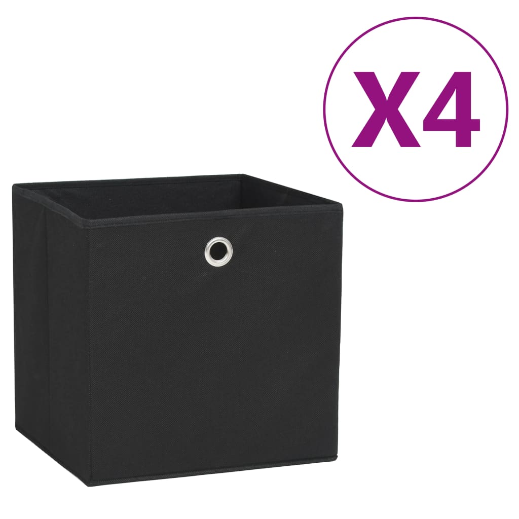 vidaXL Kutije za pohranu od netkane tkanine 4 kom 28 x 28 x 28 cm crne