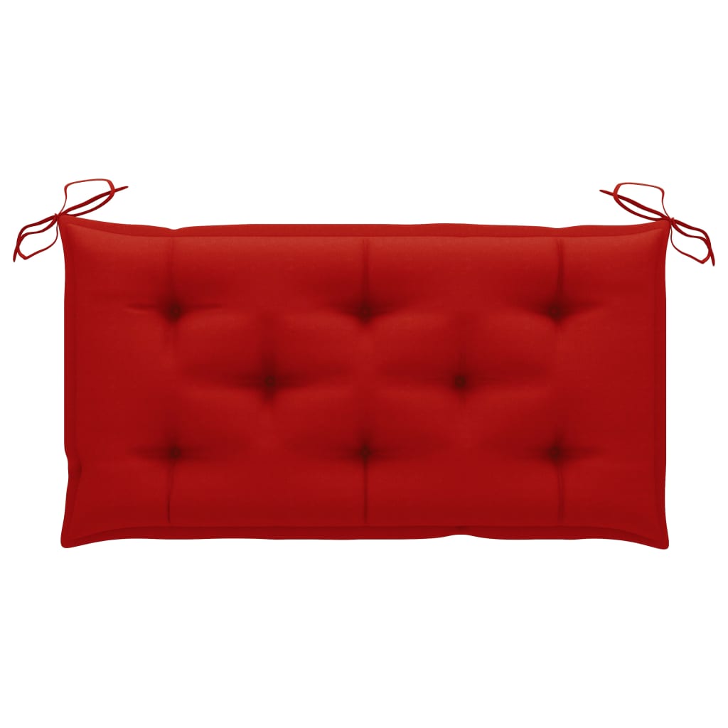 vidaXL Vrtna klupa s crvenim jastukom 112 cm od masivne tikovine