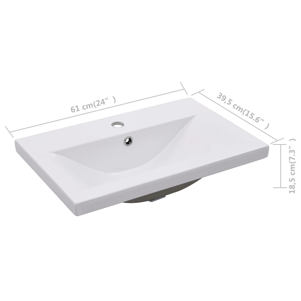 vidaXL Ugradbeni umivaonik 61 x 39,5 x 18,5 cm keramički bijeli