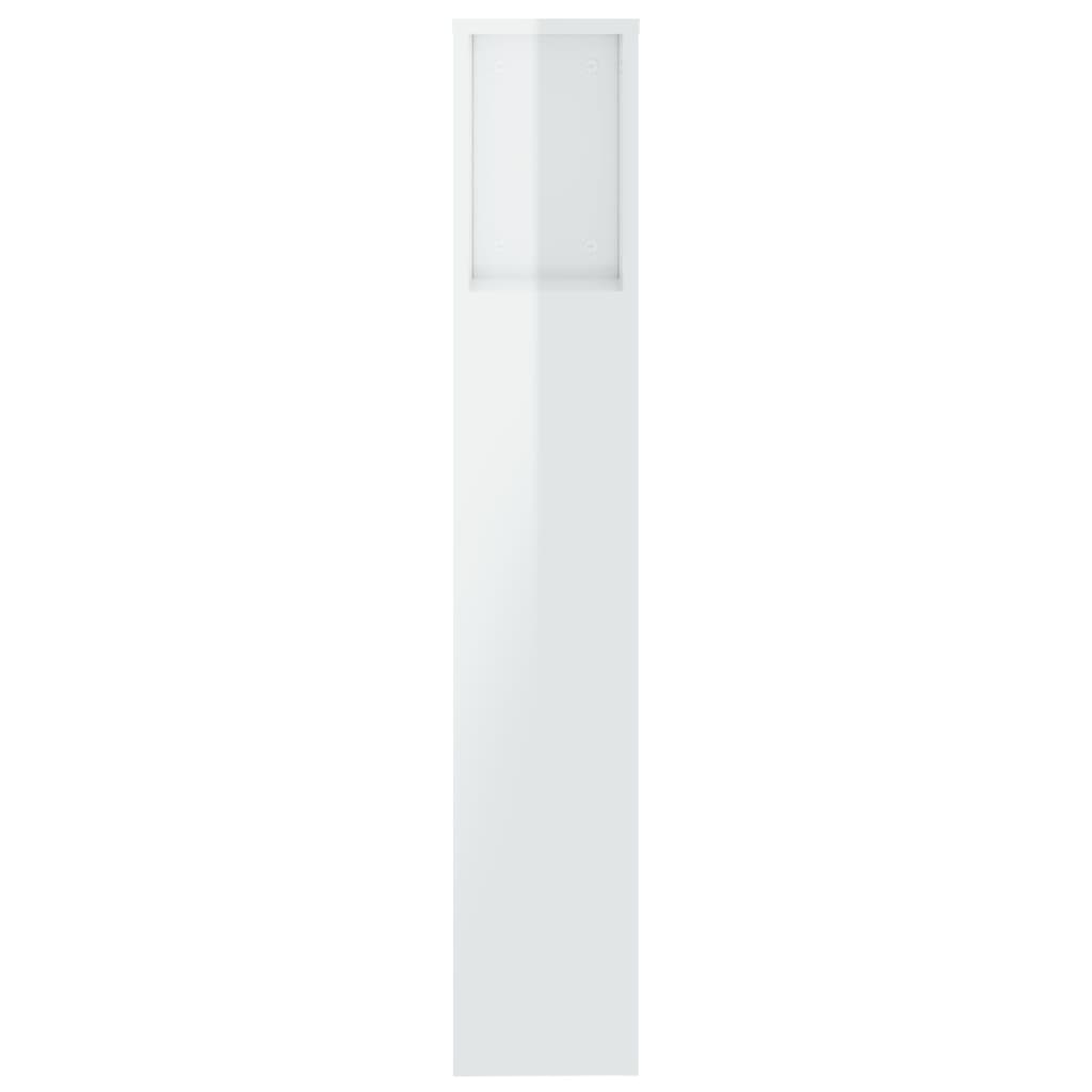vidaXL Uzglavlje s ormarićem visoki sjaj bijelo 200x18,5x104,5 cm