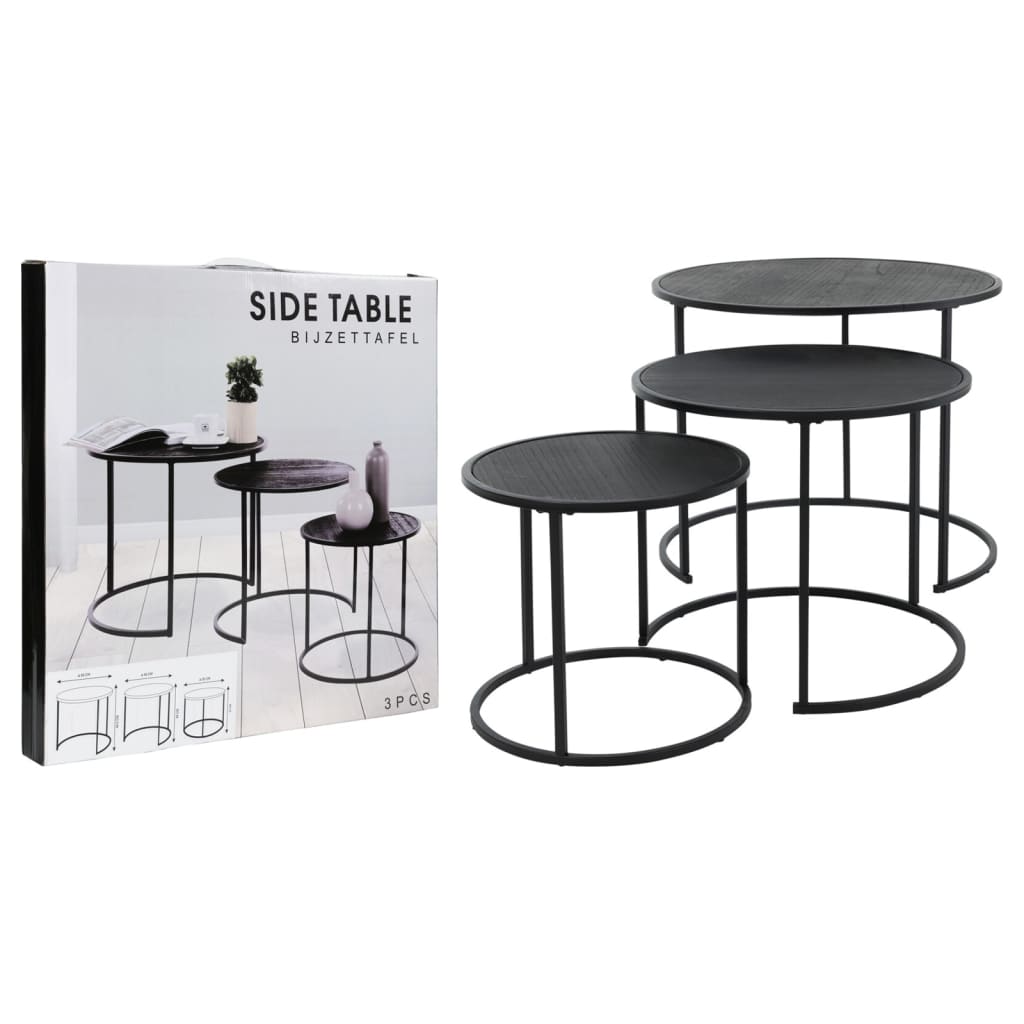 H&S Collection 3-dijelni set pomoćnih stolića crni