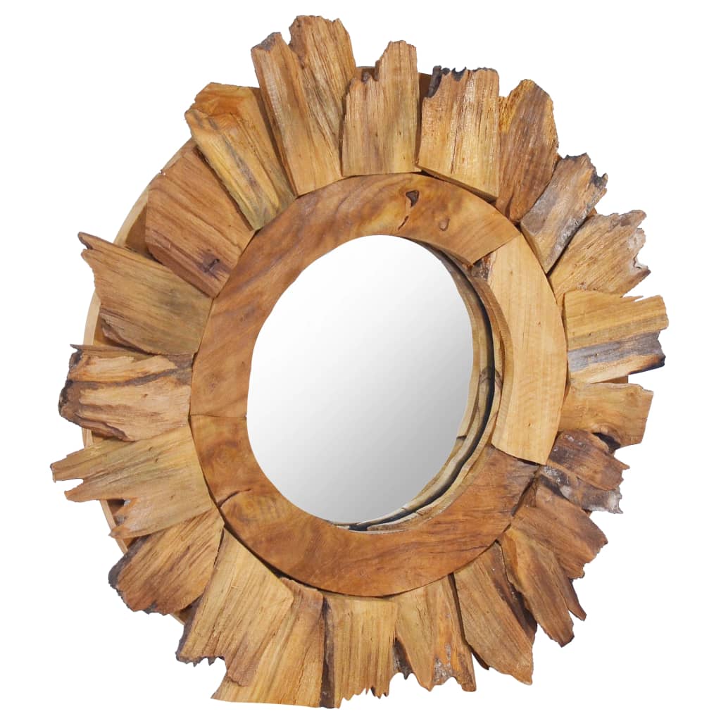 vidaXL Zidno ogledalo od tikovine 40 cm okruglo