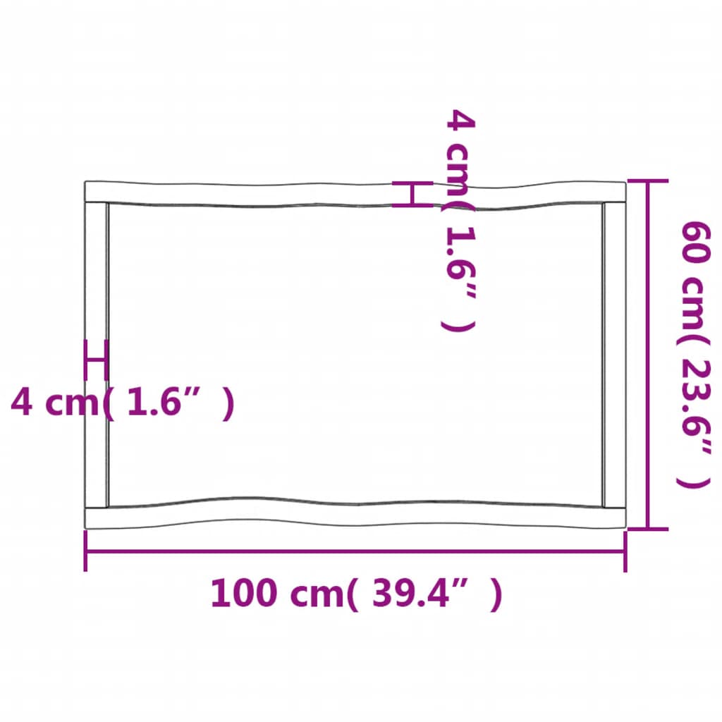 vidaXL Stolna ploča svjetlosmeđa 100x60x(2-6) cm obrađena hrastovina