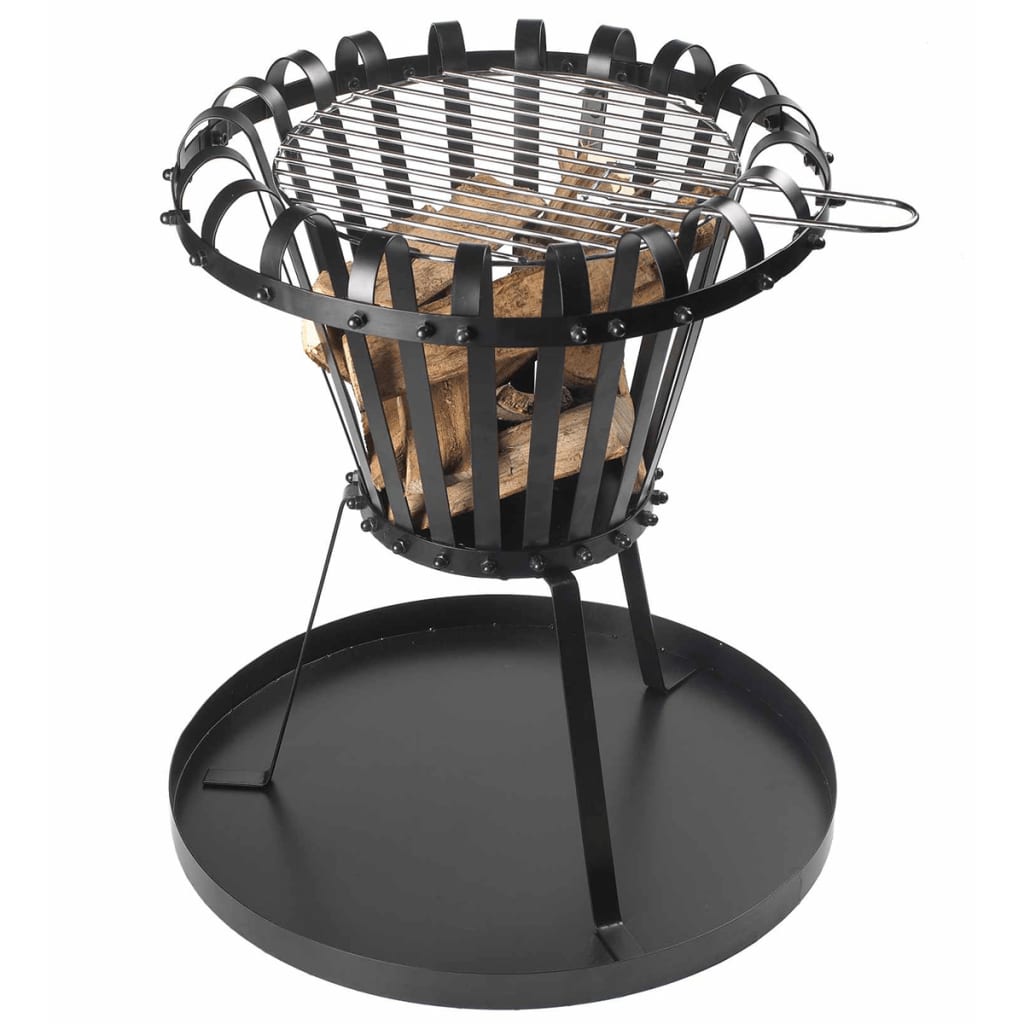 Perel košara za vatru s posudom za pepeo okrugla crna BB650