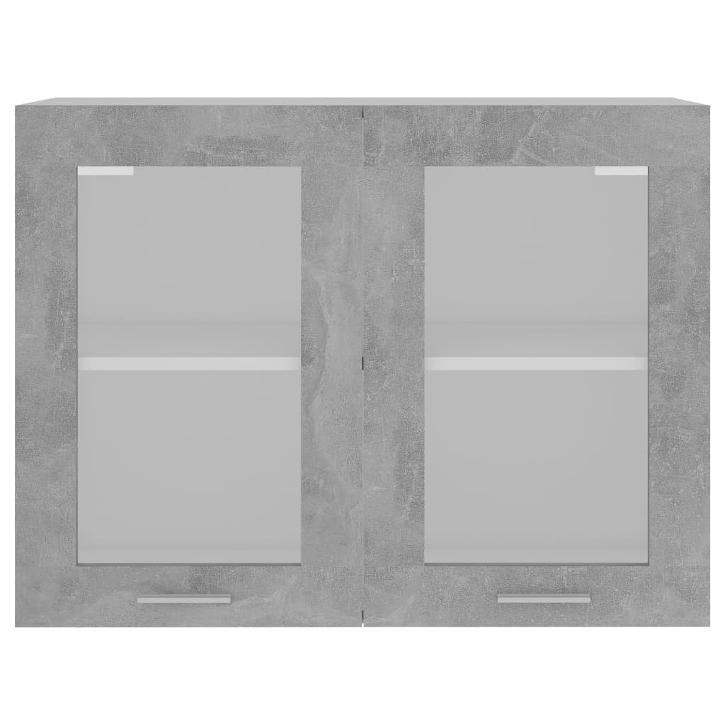 vidaXL Viseći stakleni ormarić siva boja betona 80 x 31 x 60 cm drveni