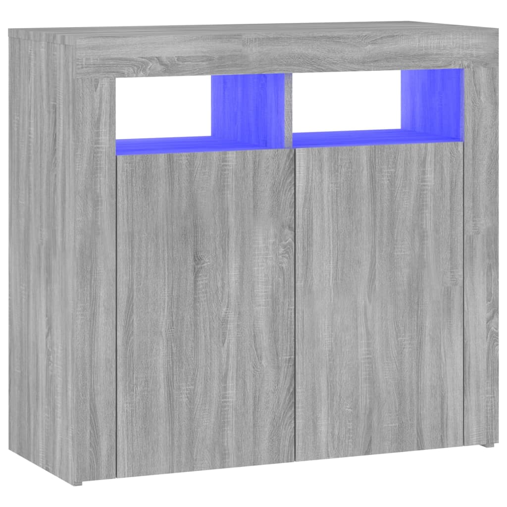 vidaXL Komoda s LED svjetlima boja sivog hrasta sonome 80 x 35 x 75 cm