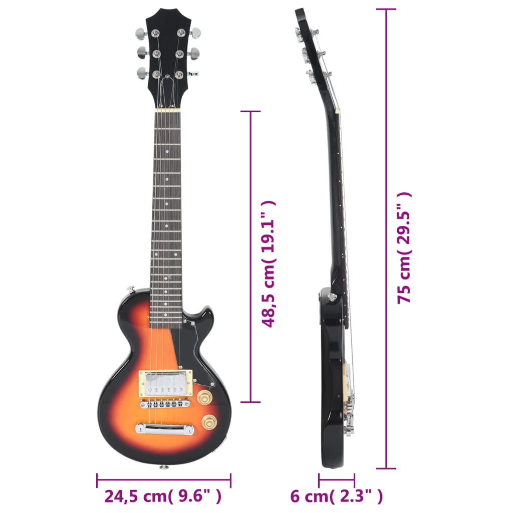 vidaXL Električna gitara za djecu s torbom smeđe-crna 3/4 30 "