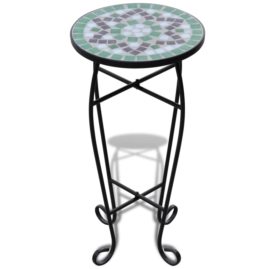 Mozaični pomoćni stolić za biljke zeleno-bijeli