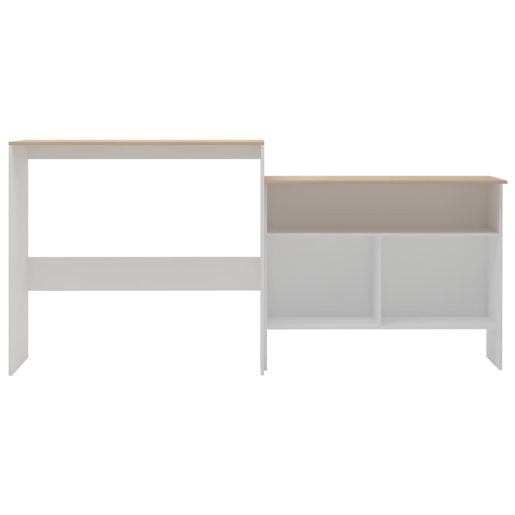 vidaXL Barski stol s 2 stolne ploče bijeli i boja hrasta 130x40x120 cm