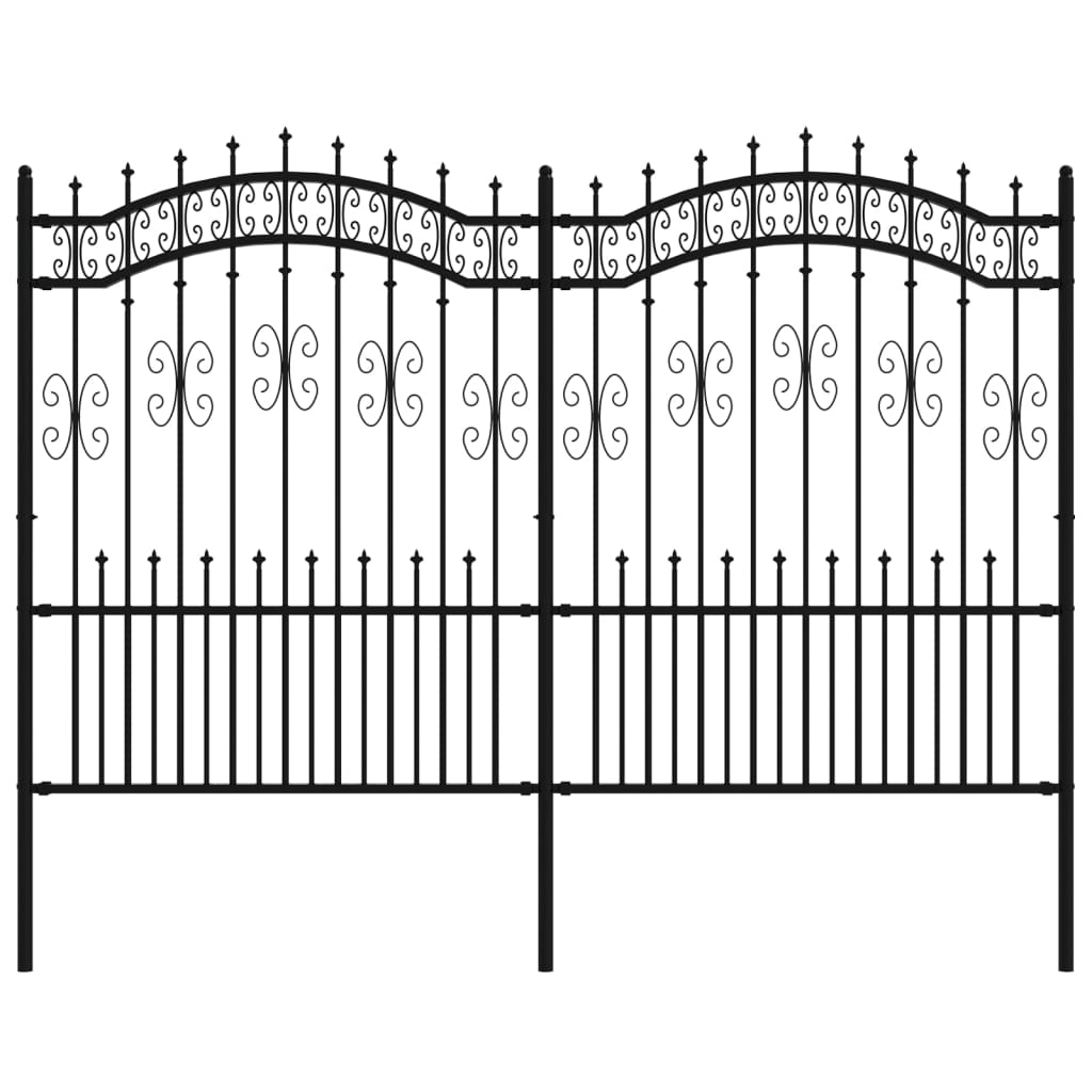 vidaXL Vrtna ograda sa šiljcima crna 190 cm od čelika obloženog prahom