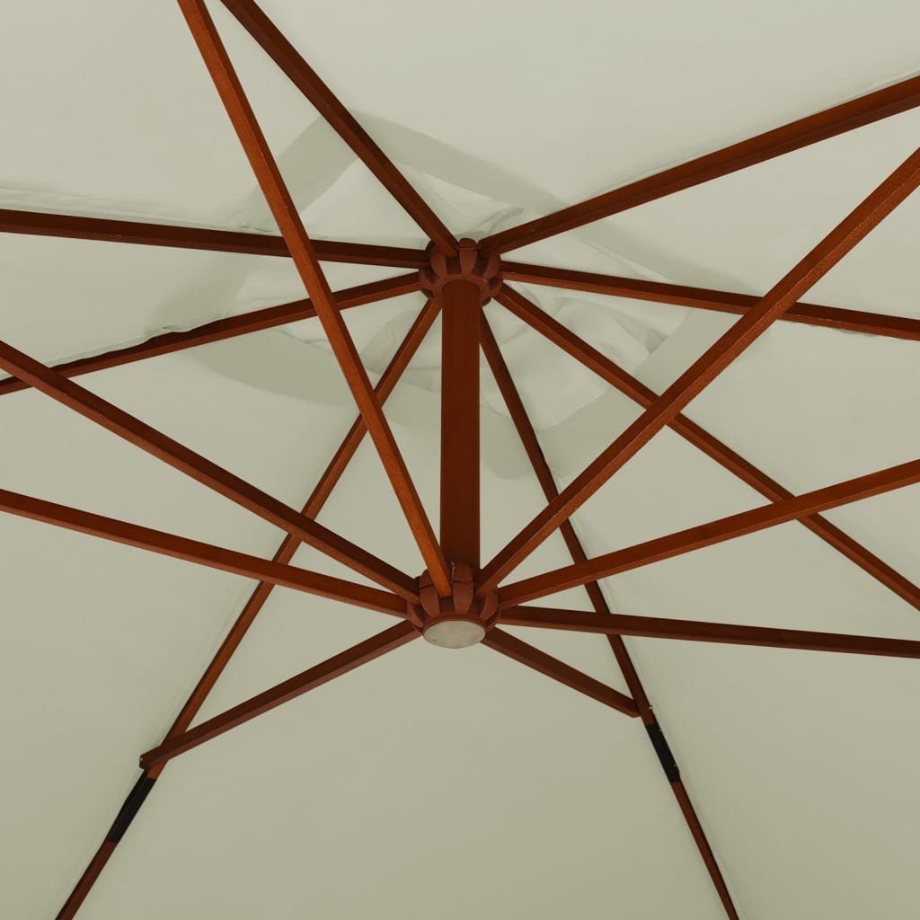 vidaXL Konzolni suncobran s drvenom šipkom 400 x 300 cm boja pijeska