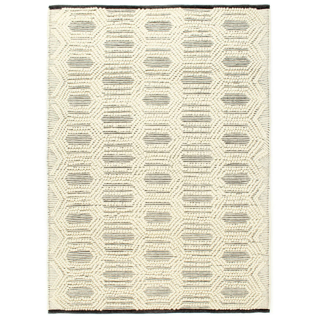 vidaXL Ručno tkani tepih od vune 80 x 150 cm bijelo-crni