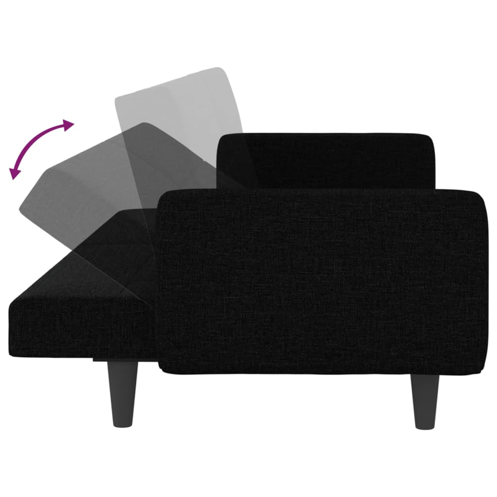 vidaXL Kauč na razvlačenje s jastucima crni od tkanine