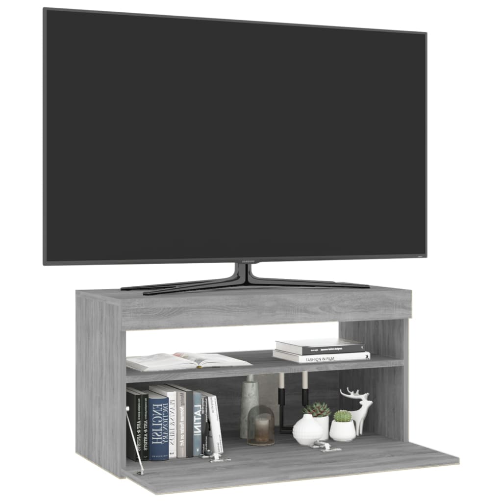vidaXL TV ormarić s LED svjetlima siva boja hrasta 75 x 35 x 40 cm