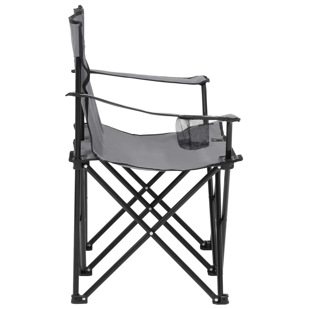 vidaXL Sklopiva stolica za kampiranje za 2 osobe čelik i tkanina siva