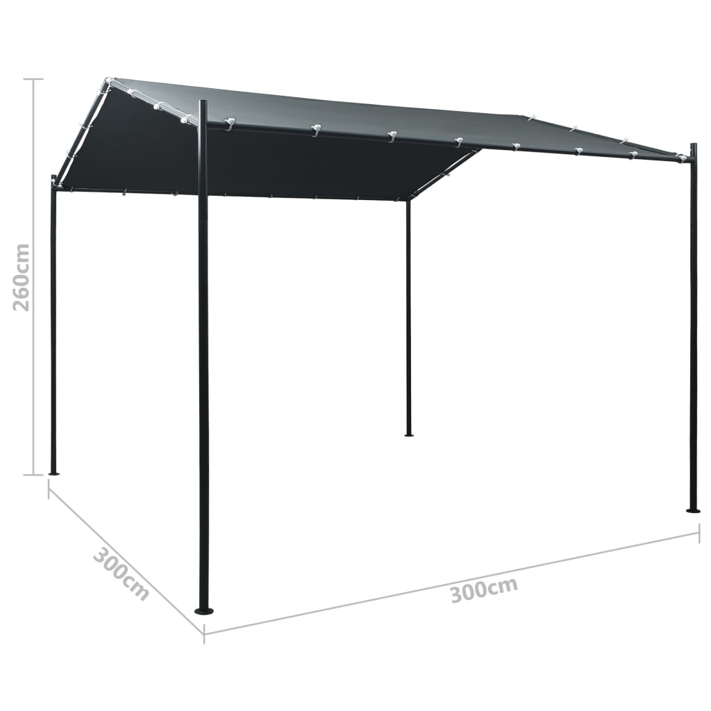 vidaXL Nadstrešnica za sjenicu/paviljon/šator 3 x 3 m čelična antracit