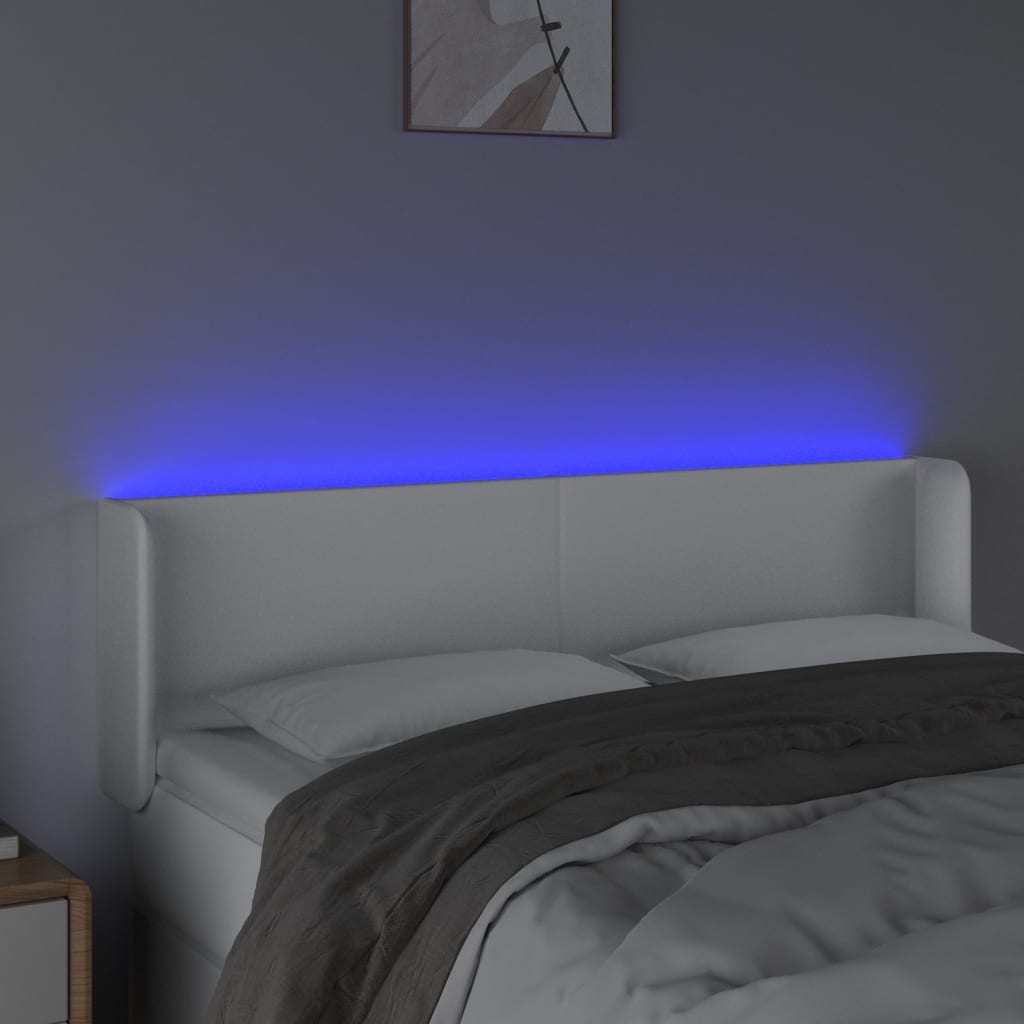 vidaXL LED uzglavlje bijelo 147x16x78/88 cm od umjetne kože