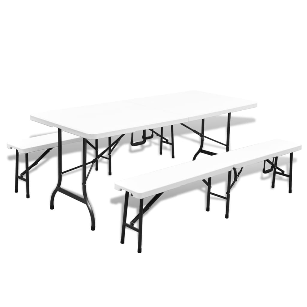 vidaXL Sklopivi pivski stol s 2 klupe 180 cm HDPE bijeli