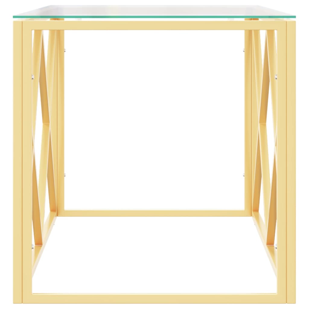 vidaXL Stolić za kavu 110 x 45 x 45 cm od nehrđajućeg čelika i stakla