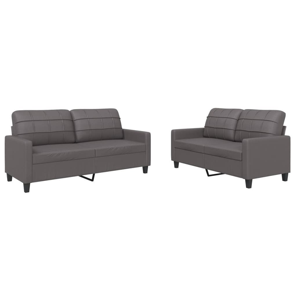 vidaXL 2-dijelni set sofa s jastucima sivi od umjetne kože