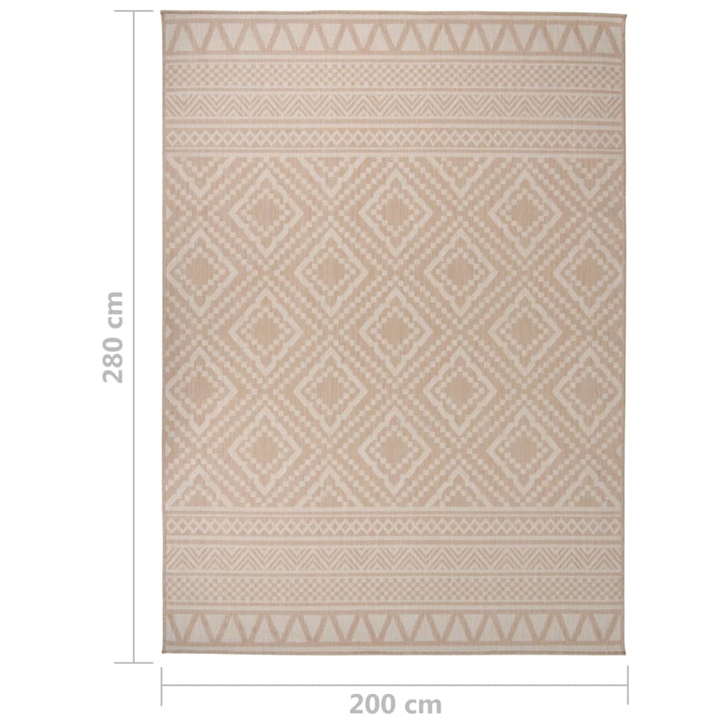vidaXL Vanjski tepih ravnog tkanja 200 x 280 cm smeđe pruge