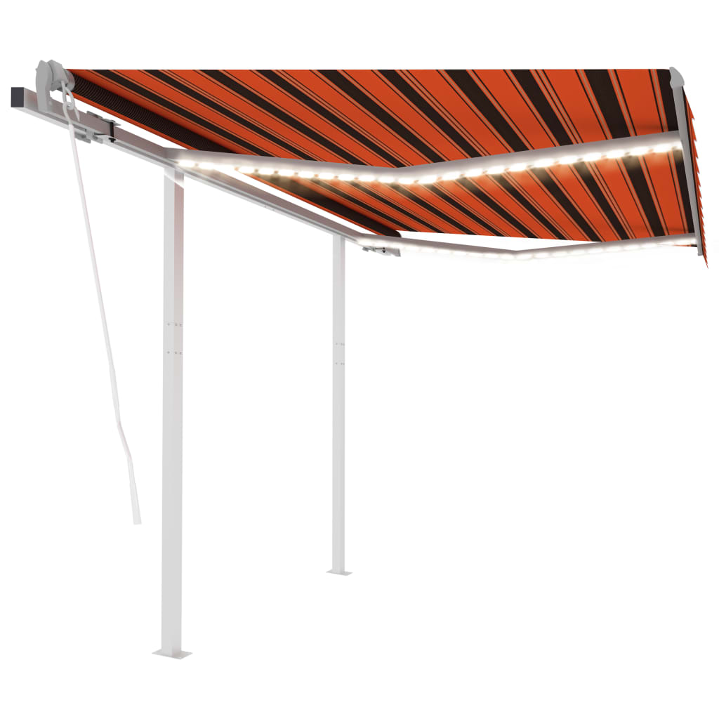 vidaXL Automatska tenda sa senzorom LED 3x2,5 m narančasto-smeđa