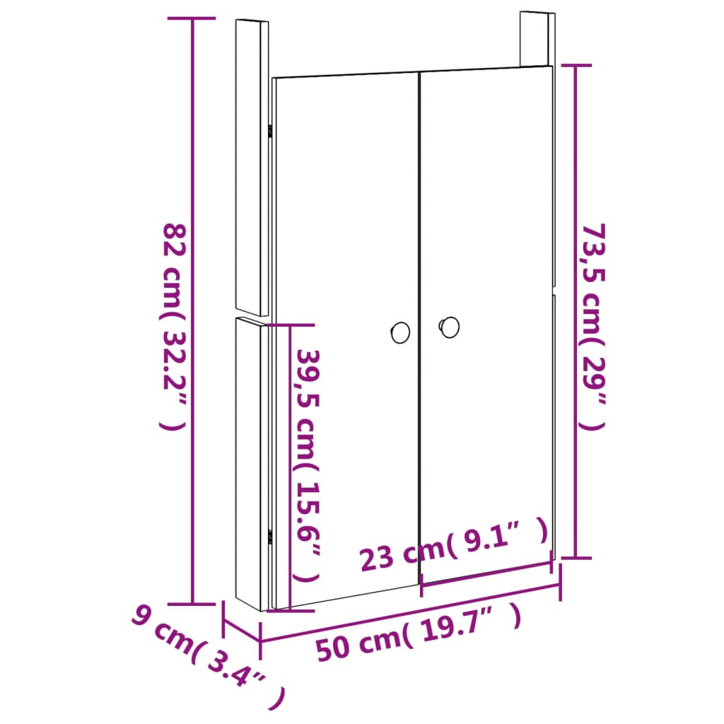 vidaXL Vanjska kuhinjska vrata 2 kom 50 x 9 x 82 cm masivna borovina
