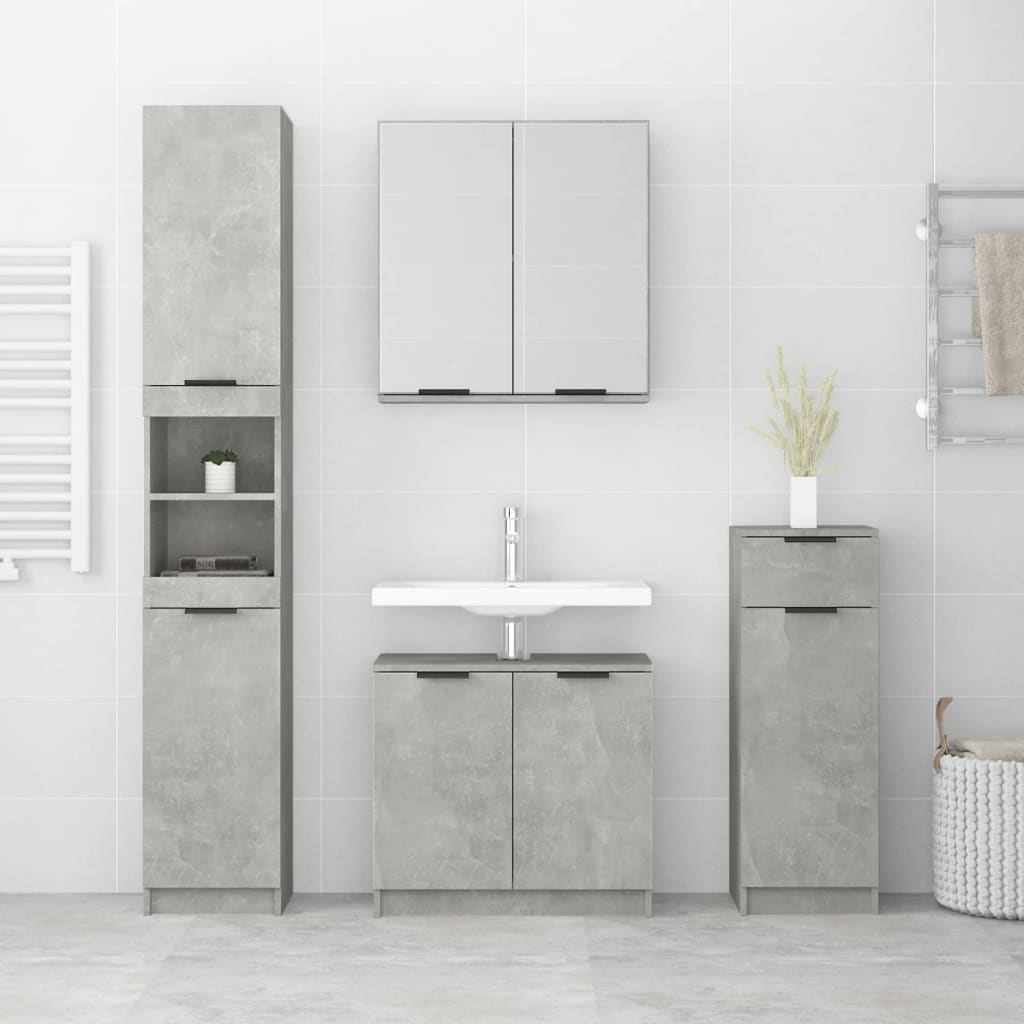 vidaXL 4-dijelni set kupaonskih ormarića siva boja betona drveni