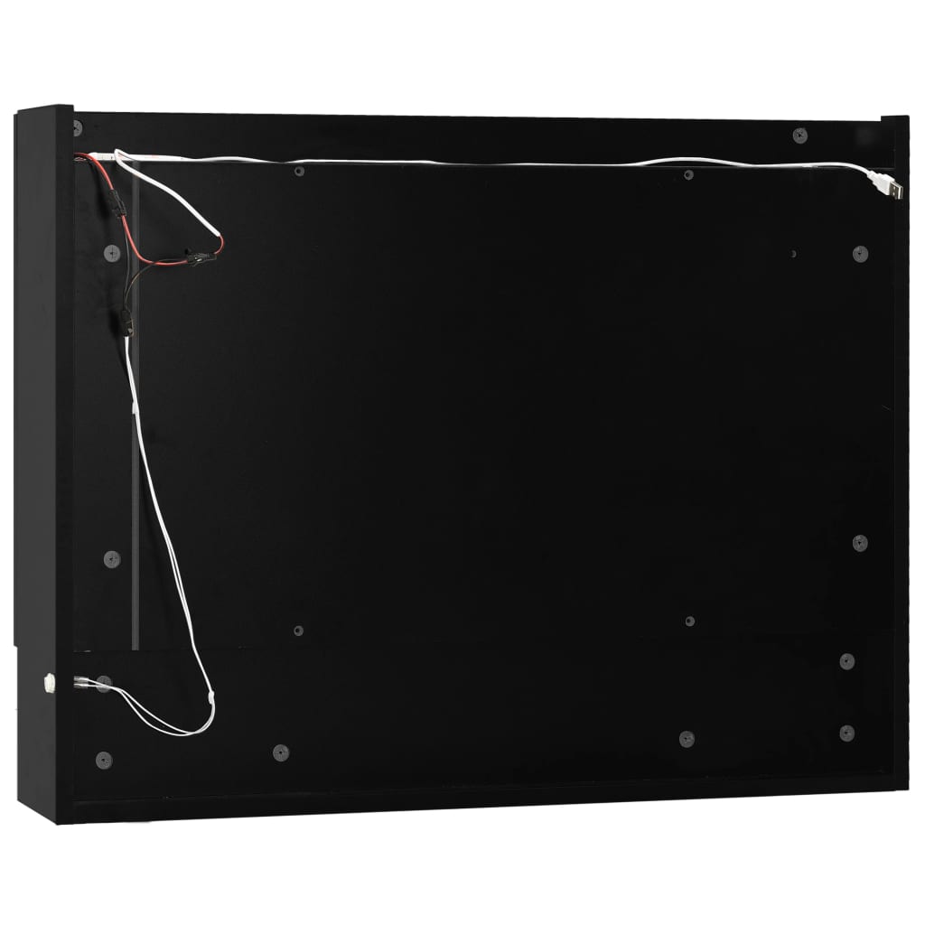 vidaXL LED kupaonski ormarić s ogledalom crni 80 x 15 x 60 cm MDF