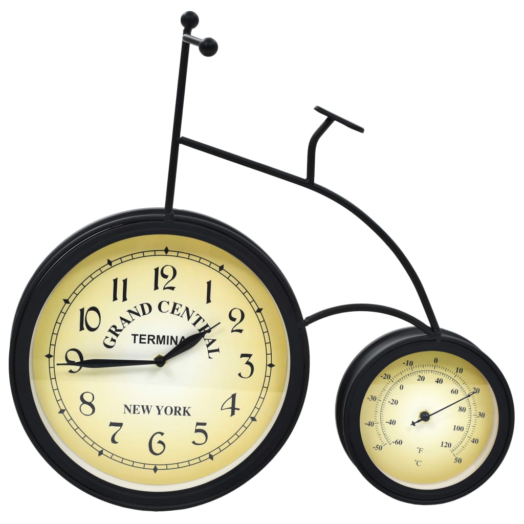 vidaXL Vrtni zidni sat s termometrom starinski u obliku bicikla