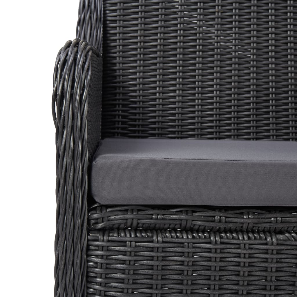 vidaXL 3-dijelni vrtni bistro set od poliratana s jastucima crni