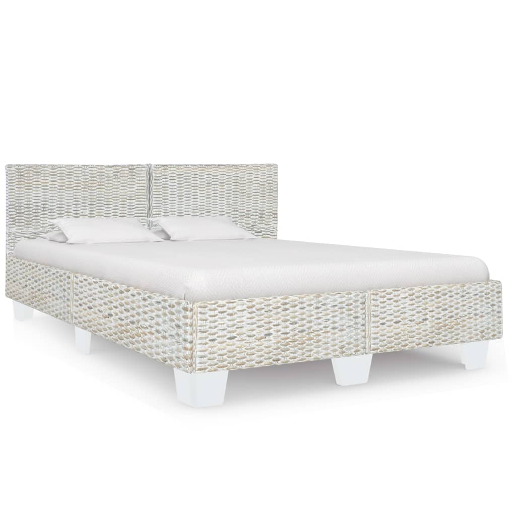vidaXL Okvir za krevet od prirodnog ratana sivi 160 x 200 cm