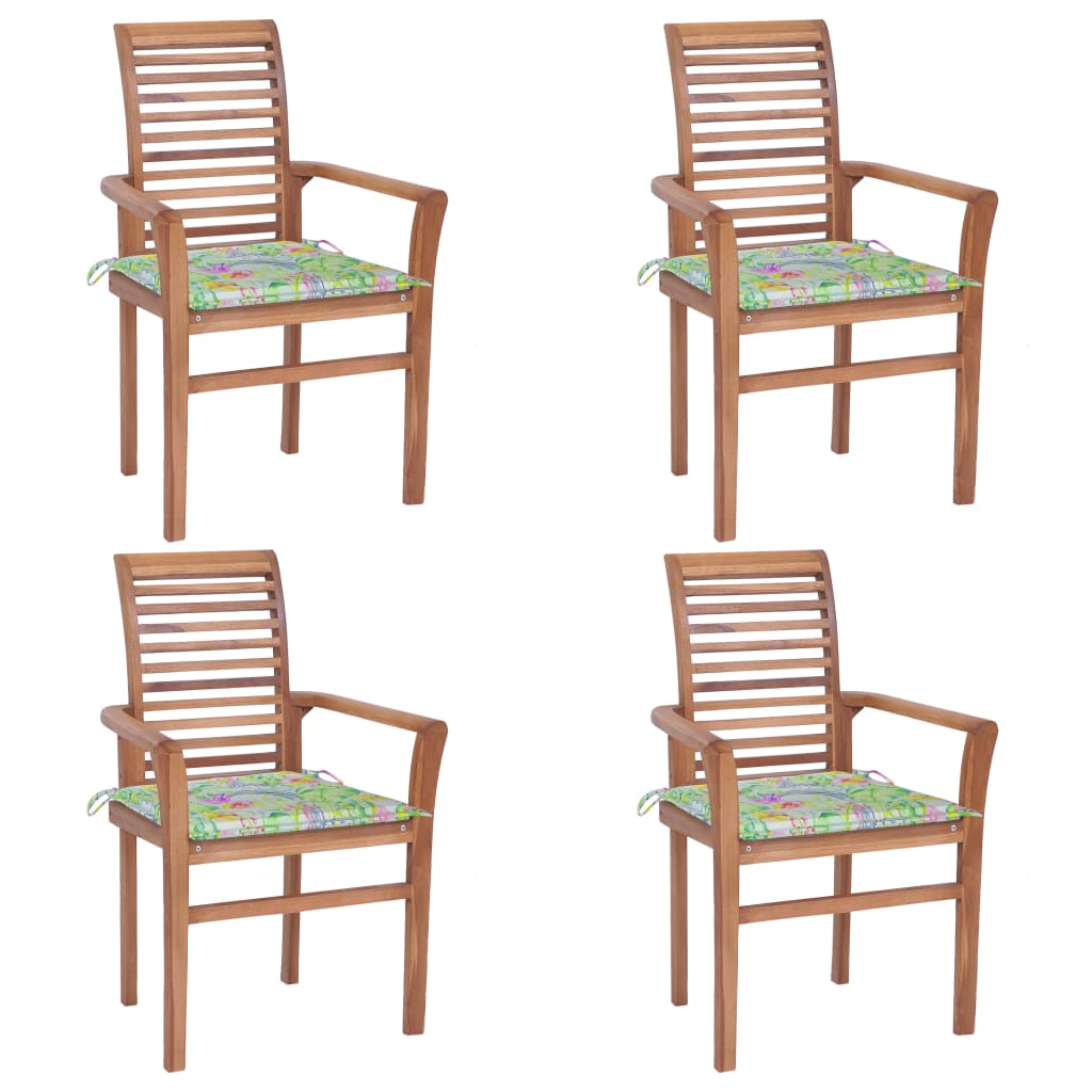 vidaXL Blagovaonske stolice s jastucima 4 kom od masivne tikovine