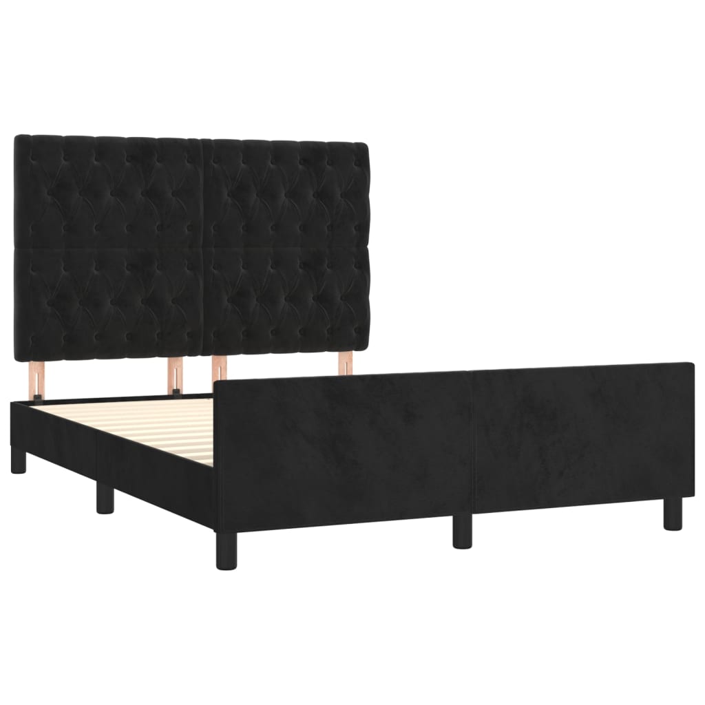 vidaXL Okvir za krevet s uzglavljem crni 140x200 cm baršunasti
