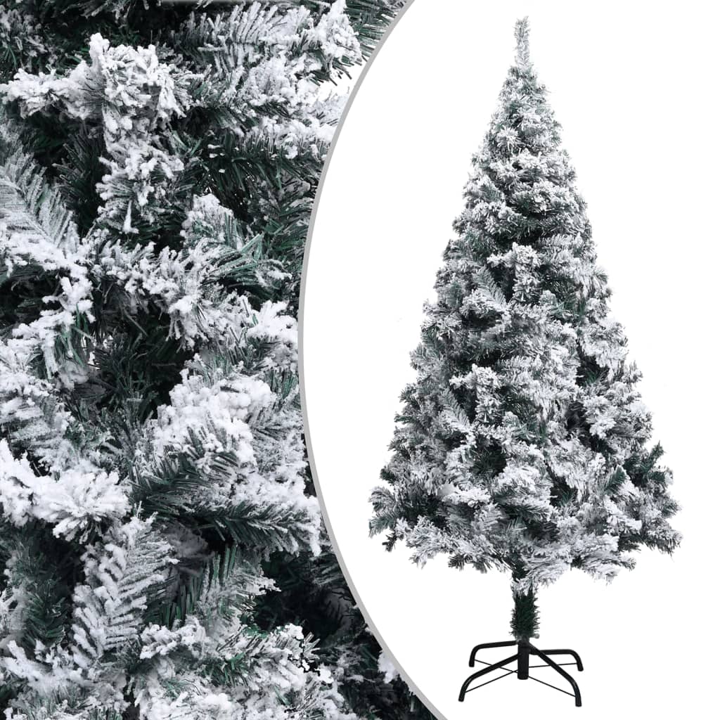 vidaXL Umjetno osvijetljeno božićno drvce sa snijegom zeleno 210 cm