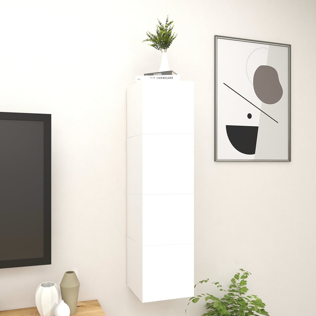 vidaXL Zidni TV ormarići 4 kom visoki sjaj bijeli 30,5 x 30 x 30 cm