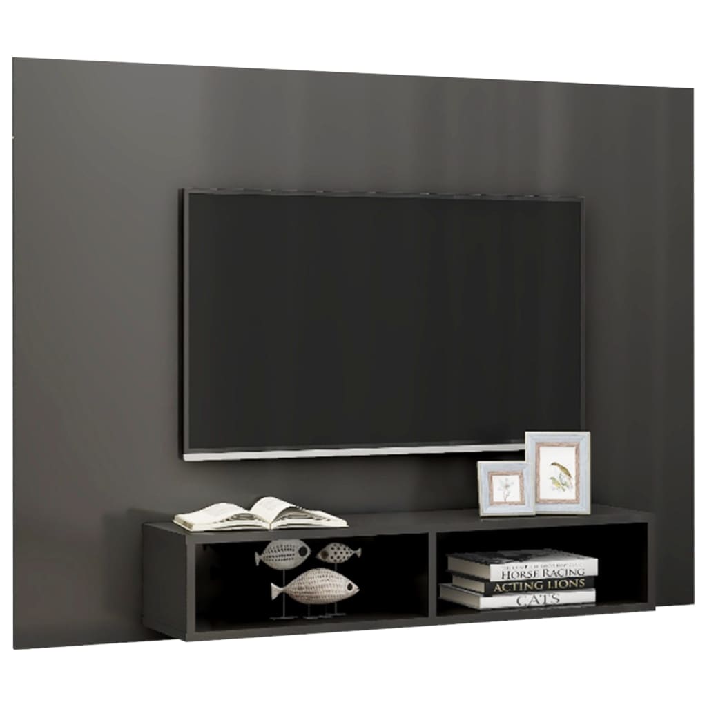 vidaXL Zidni TV ormarić visoki sjaj sivi 135 x 23,5 x 90 cm od iverice