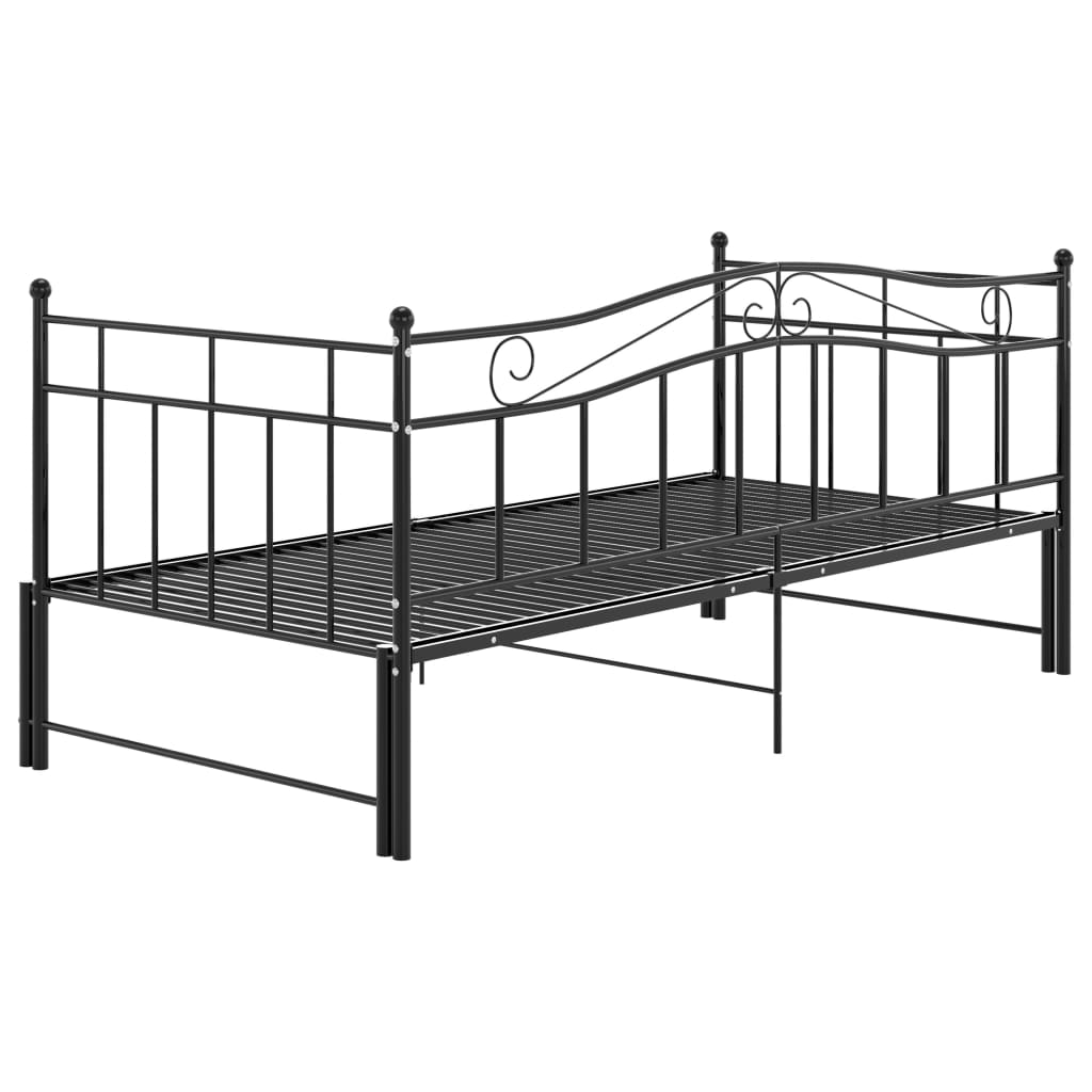 vidaXL Okvir za krevet na razvlačenje crni metalni 90 x 200 cm