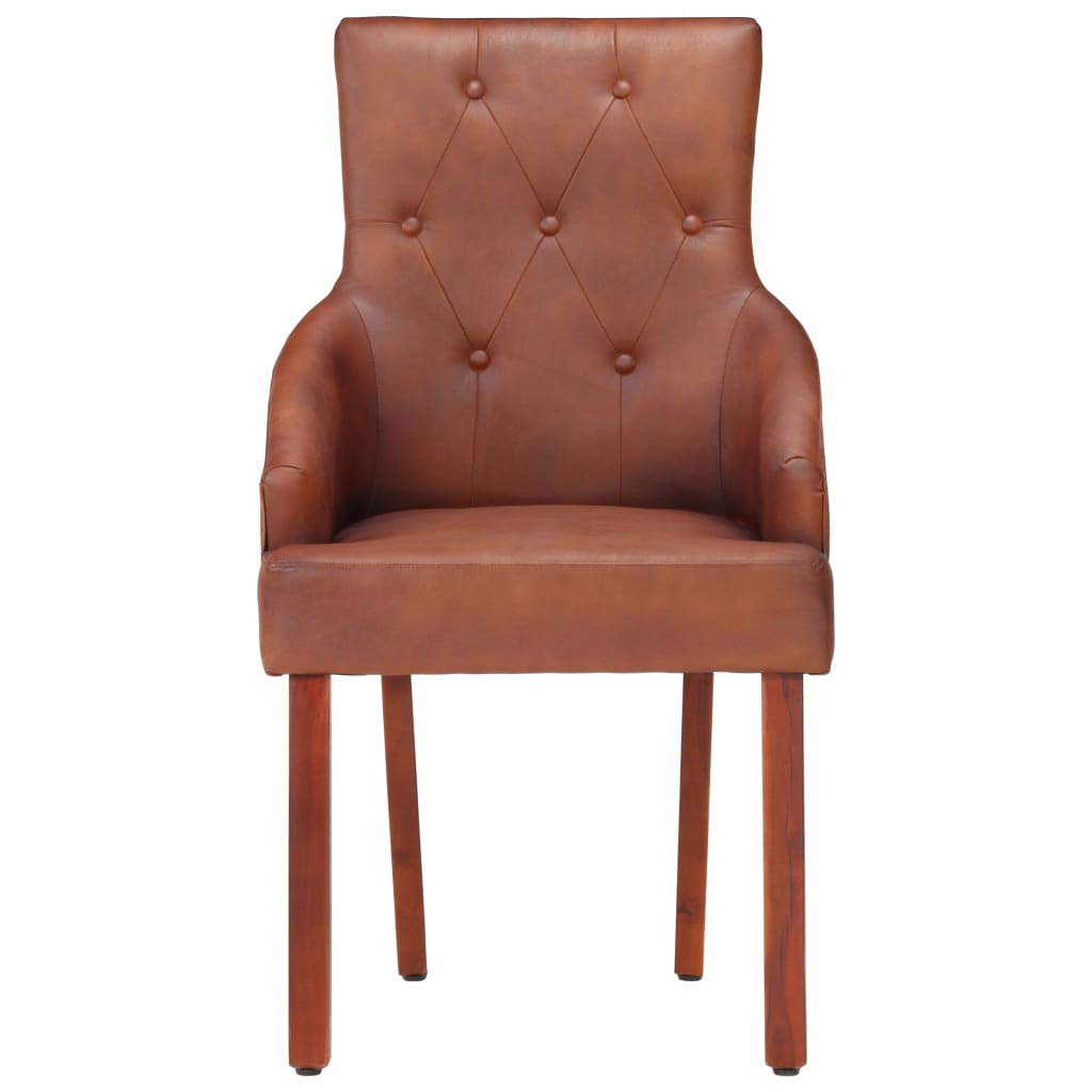 vidaXL Blagovaonske stolice 4 kom smeđe od prave kozje kože