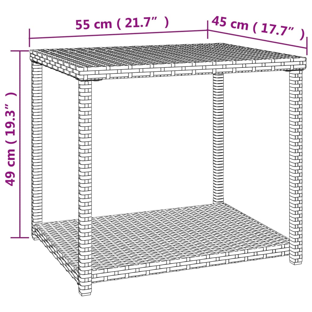 vidaXL Bočni stolić smeđi 55 x 45 x 49 cm od poliratana