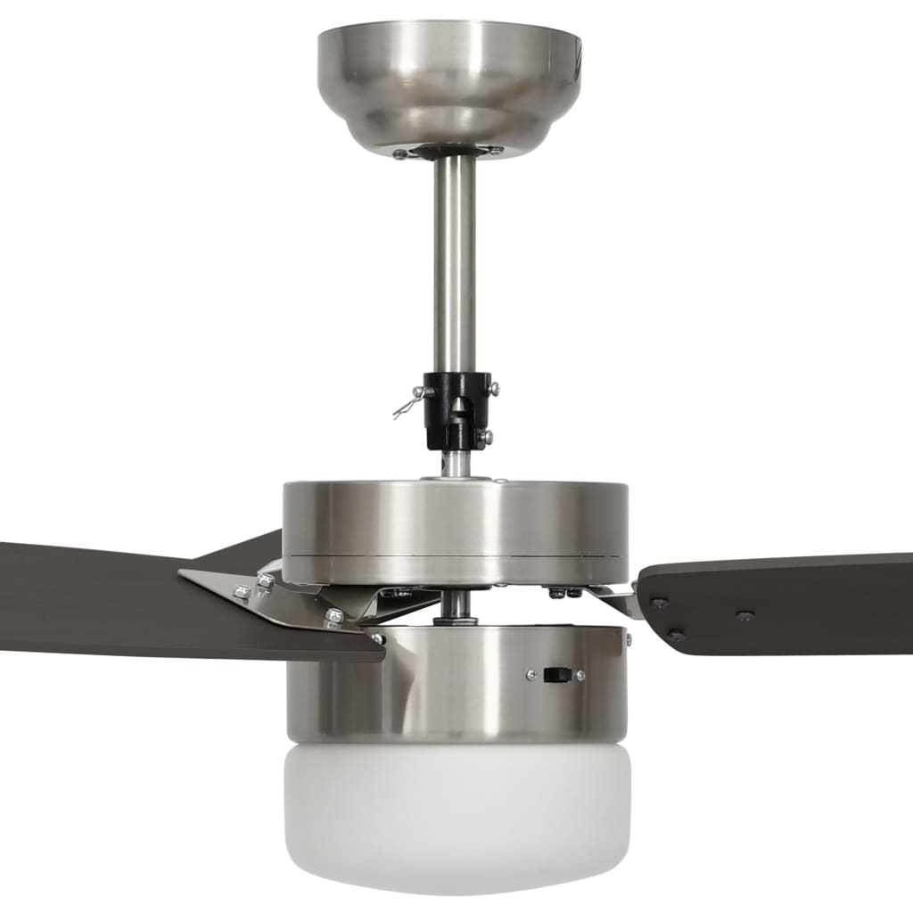 vidaXL Stropni ventilator sa svjetlom i daljinskim 108 cm tamnosmeđi