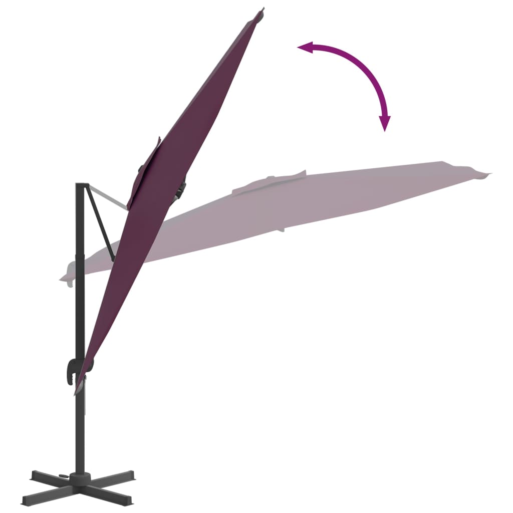 vidaXL Konzolni kišobran s aluminijskim stupom bordo 400 x 300 cm