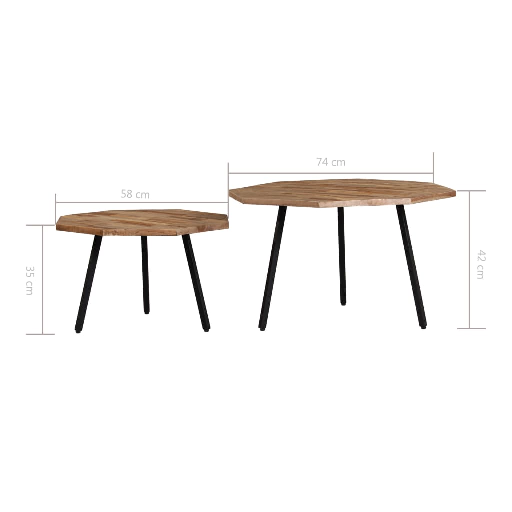 vidaXL 2-dijelni set stolića za kavu šesterokutni obnovljena tikovina