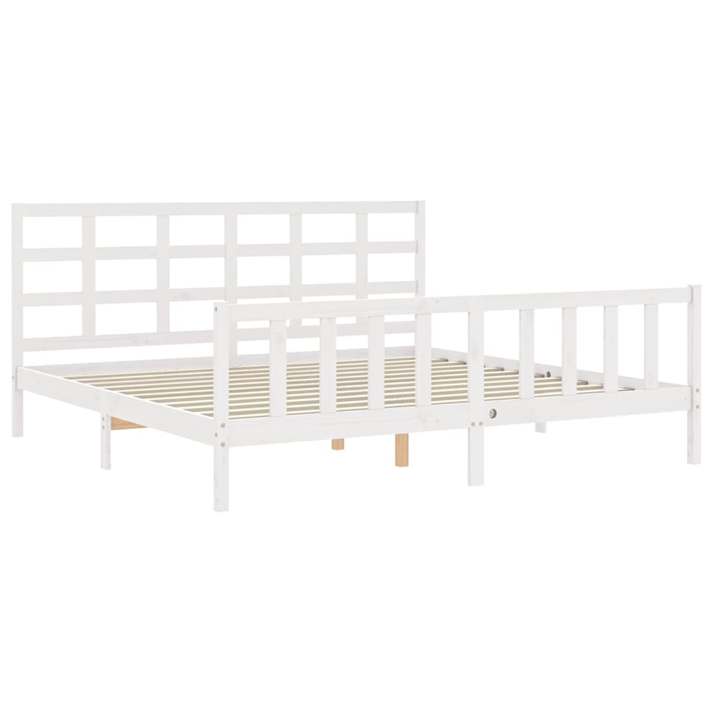 vidaXL Okvir kreveta s uzglavljem bijeli 180 x 200 cm od masivnog drva