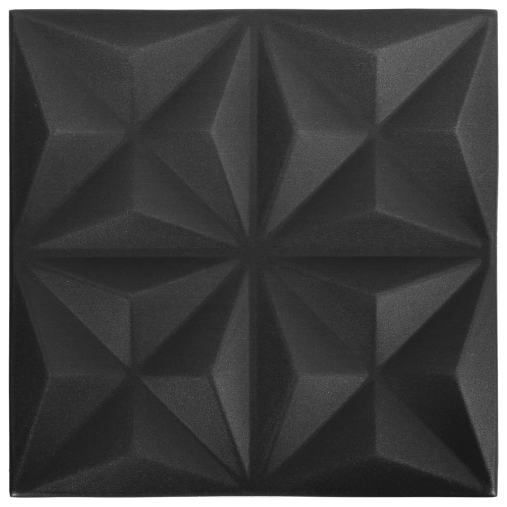 vidaXL 3D zidni paneli 48 kom 50 x 50 cm origami crni 12 m²